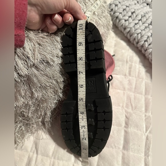 Madden NYC Metallic Pink Lace Up Combat Boots Size 5 Moto Edgy Ankle - Picture 11 of 11